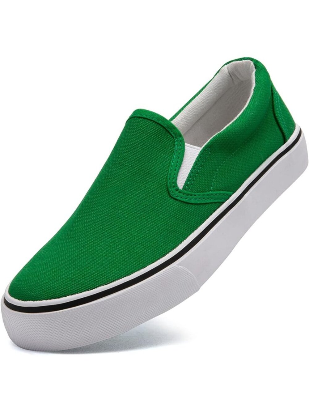 Womens Emerald Green Round Toe Padded Insole Collar Canvas Slip On Sneaker Shoes